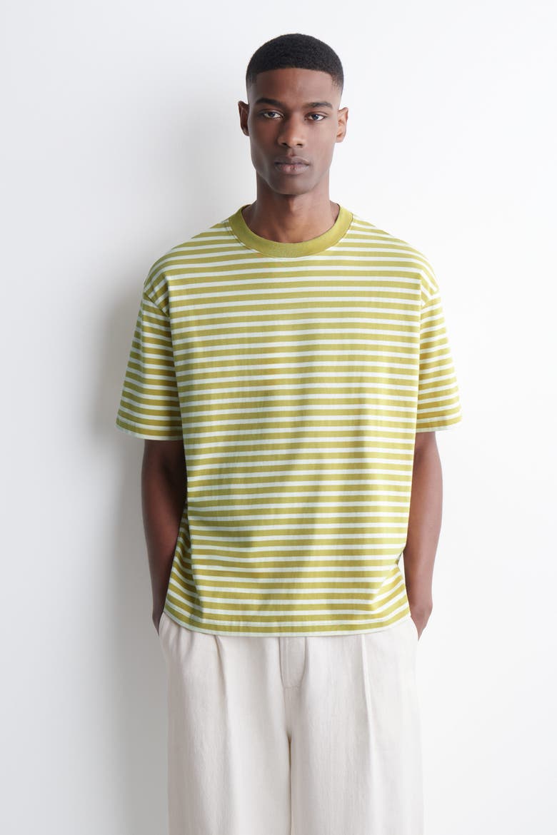 Relaxed Lightweight Cotton T-shirt, Main, color, YELLOW / WHITE / STRIPED
