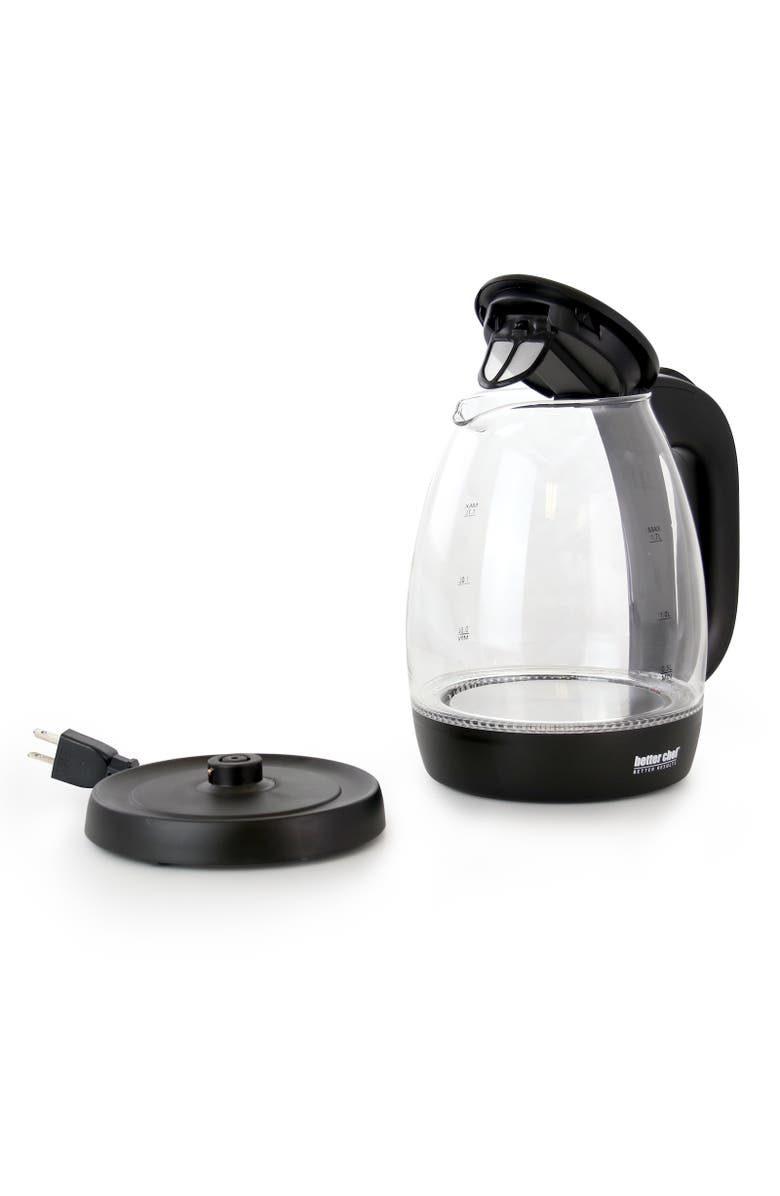 Better Chef 1.7L Cordless Electric Glass Tea Kettle, Alternate, color, Black