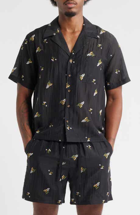Madison Floral Cotton & Lyocell Plissé Camp Shirt