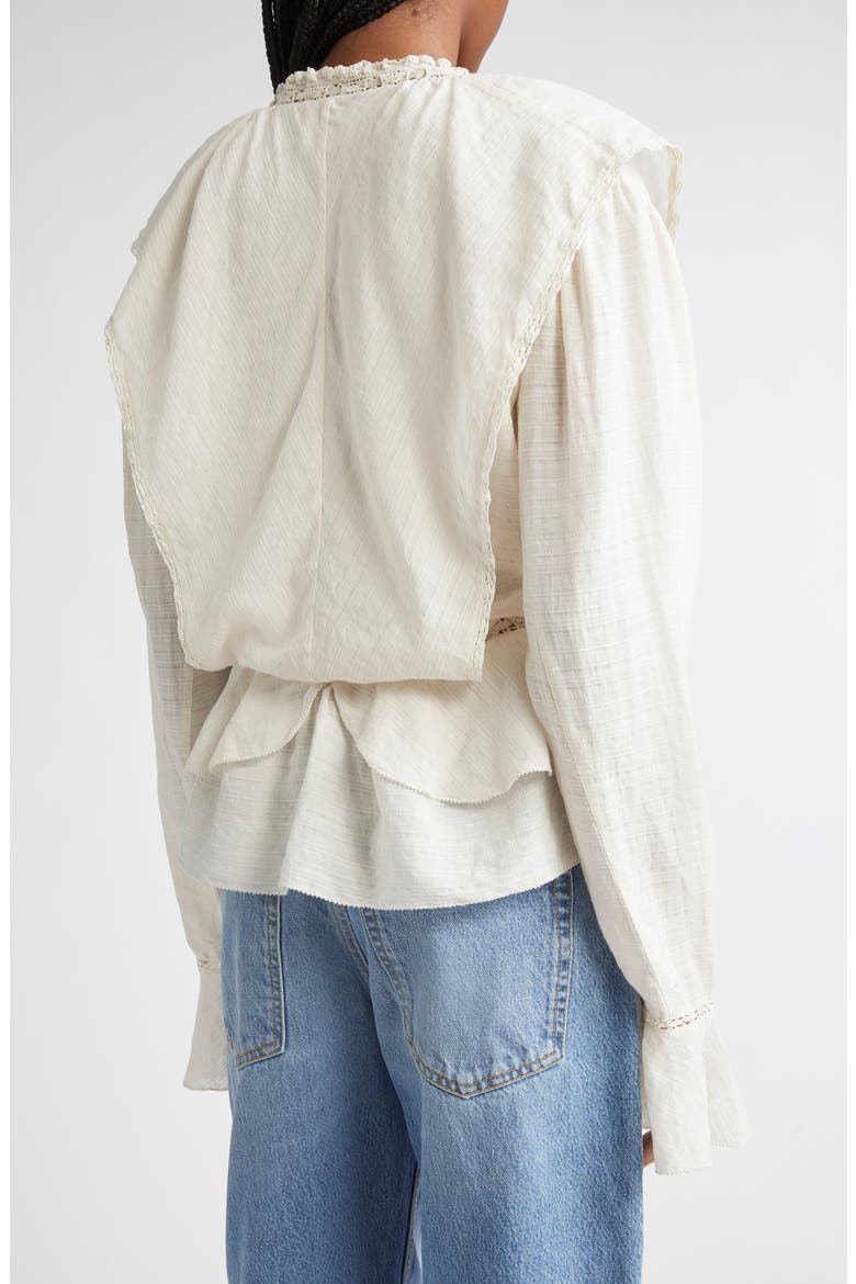 Damienne Cotton & Linen Blend Peplum Top, Alternate, color, ECRU