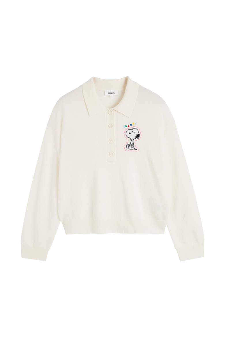 Wool-Cashmere Snoopy Polo Sweater, Alternate, color, Cream