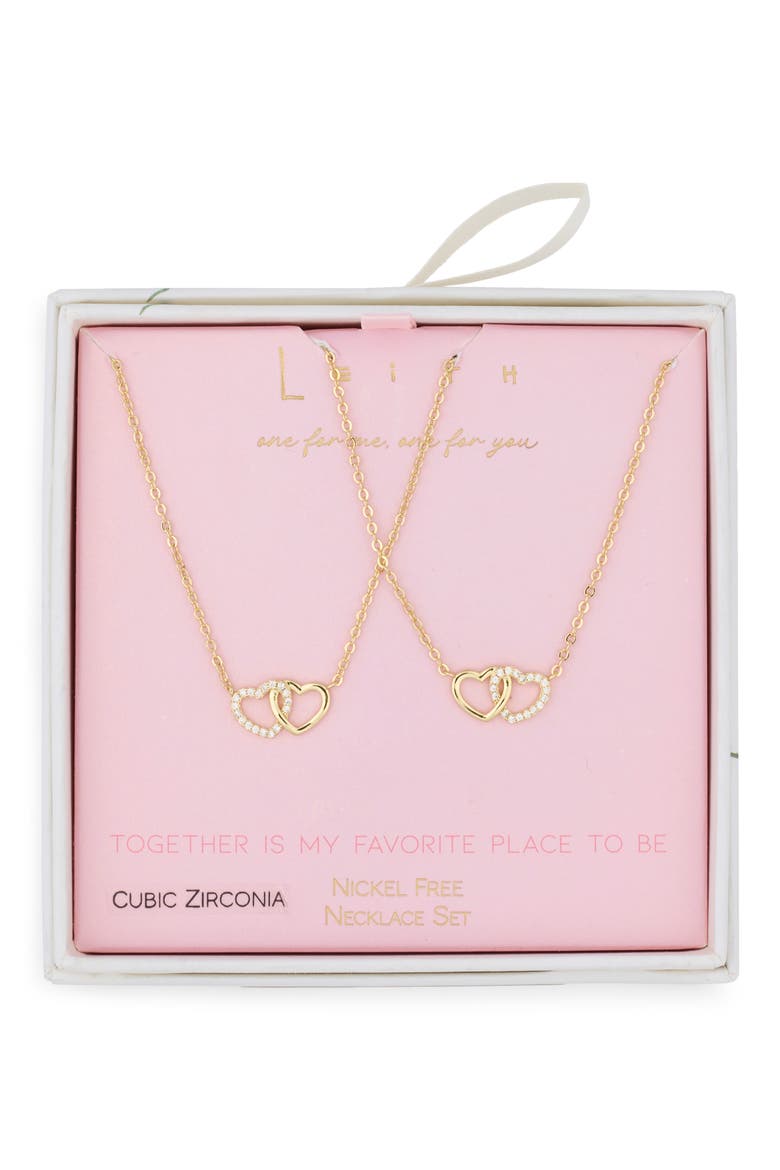 Together Is My Favorite Place To Be Set of 2 Infinity Heart Necklaces, Main, color, CLEAR- GOLD
