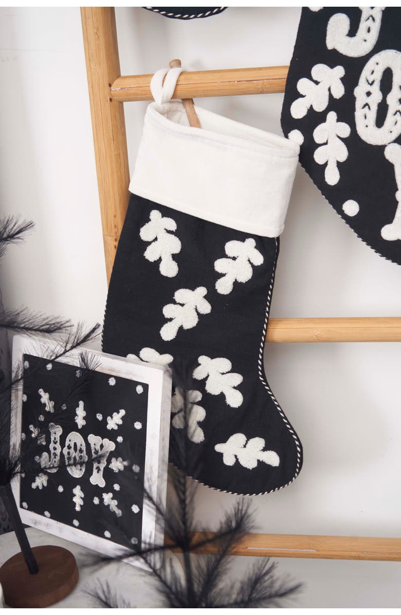 carol & frank Leaves Stocking Collection, Alternate, color, Black