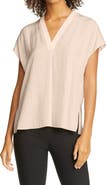 Vince Rib Trim V-Neck Top