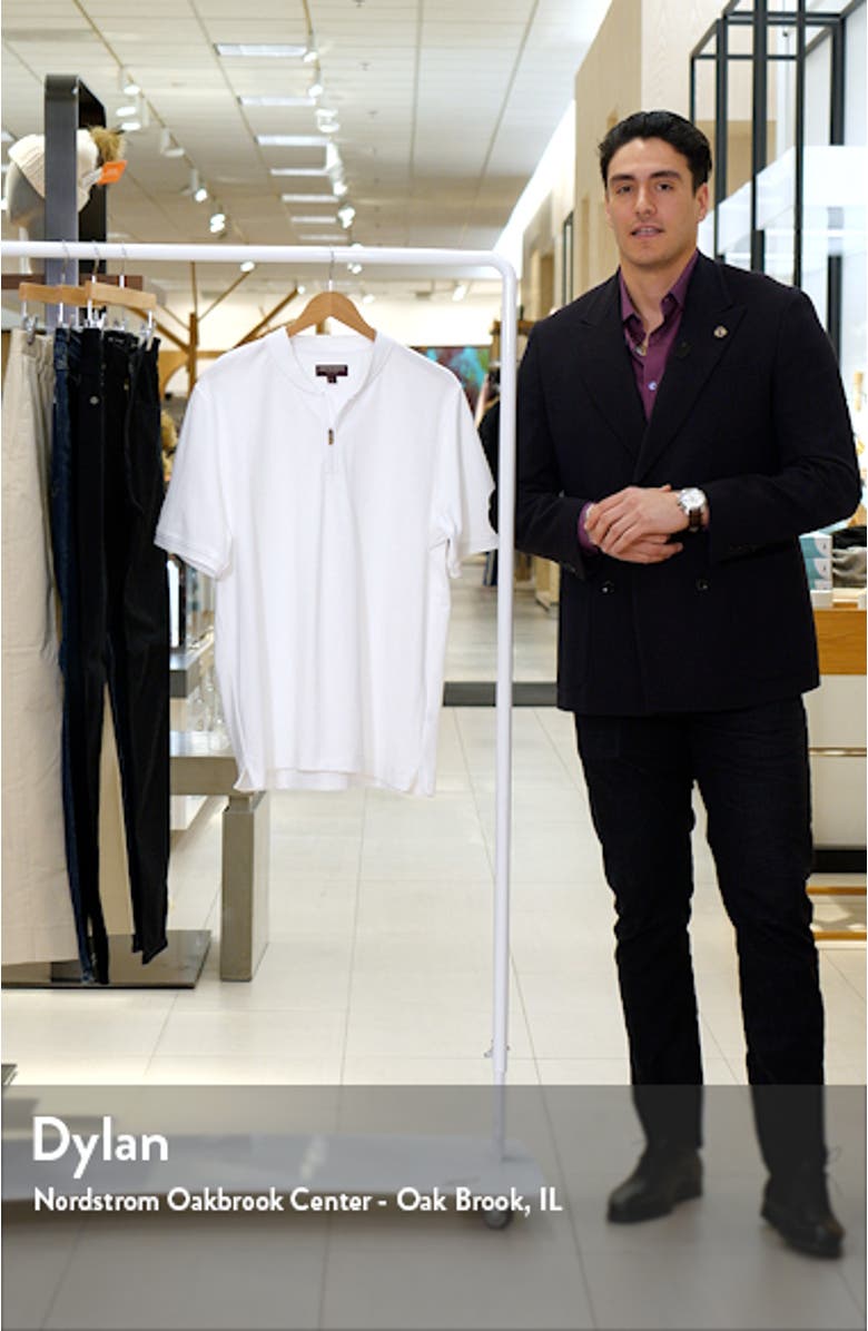 Quarter Zip Jacquard Pima Cotton Blend Knit Polo, sales video thumbnail