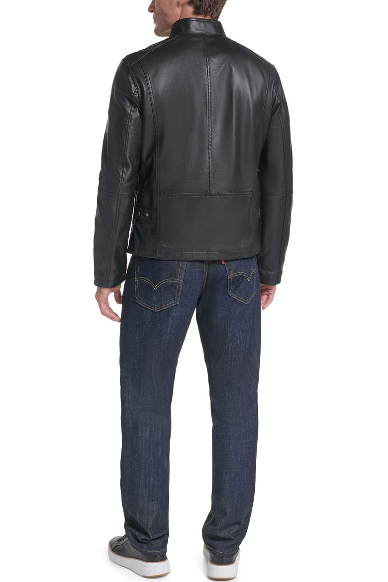 Leather Moto Jacket, Alternate, color, BLACK