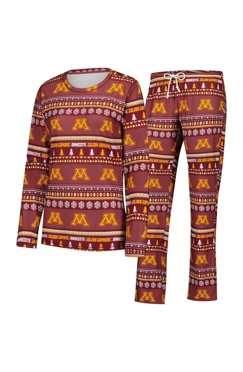 CONCEPTS SPORT Women's Concepts Sport Maroon Minnesota Golden Gophers Ugly Sweater Holiday Long Sleeve Top & Pants Sleep Set, Main, color, Maroon