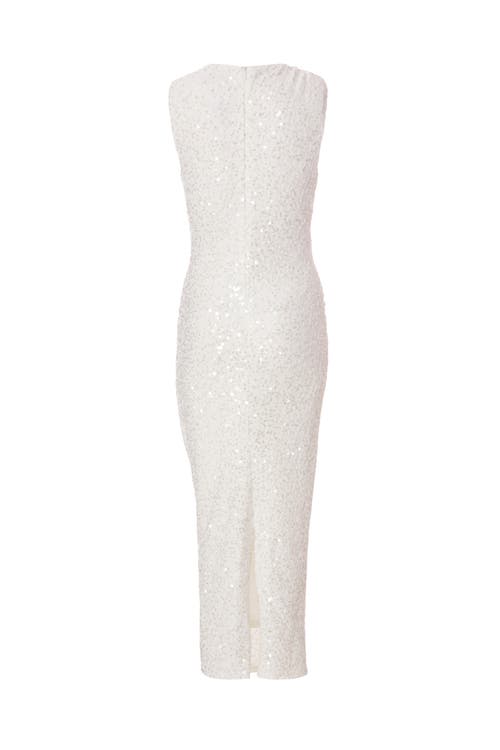 Quiz Textured Sequin Knot Shoulder Maxi Dress In Cream