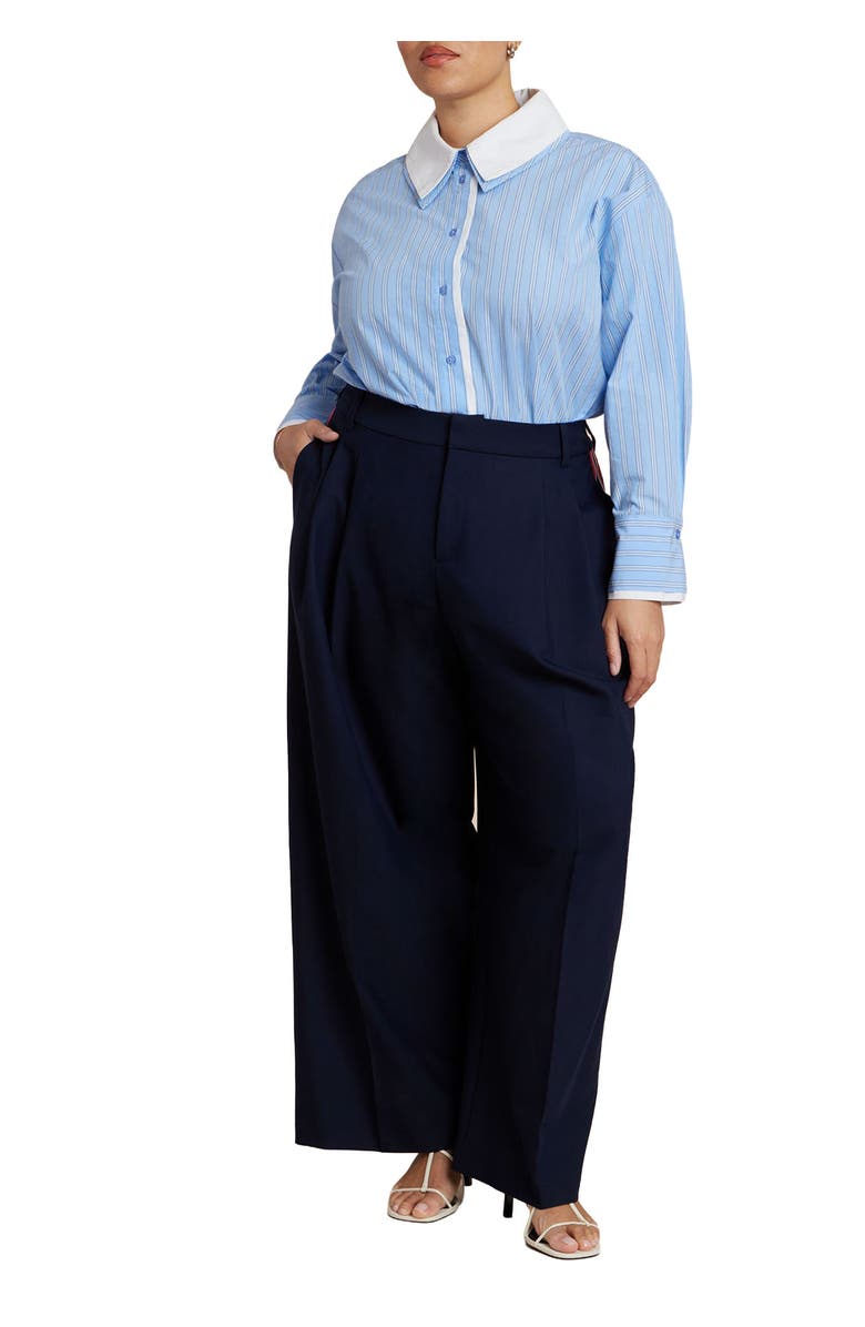 ELOQUII Side Stripe Trouser, Main, color, Navy
