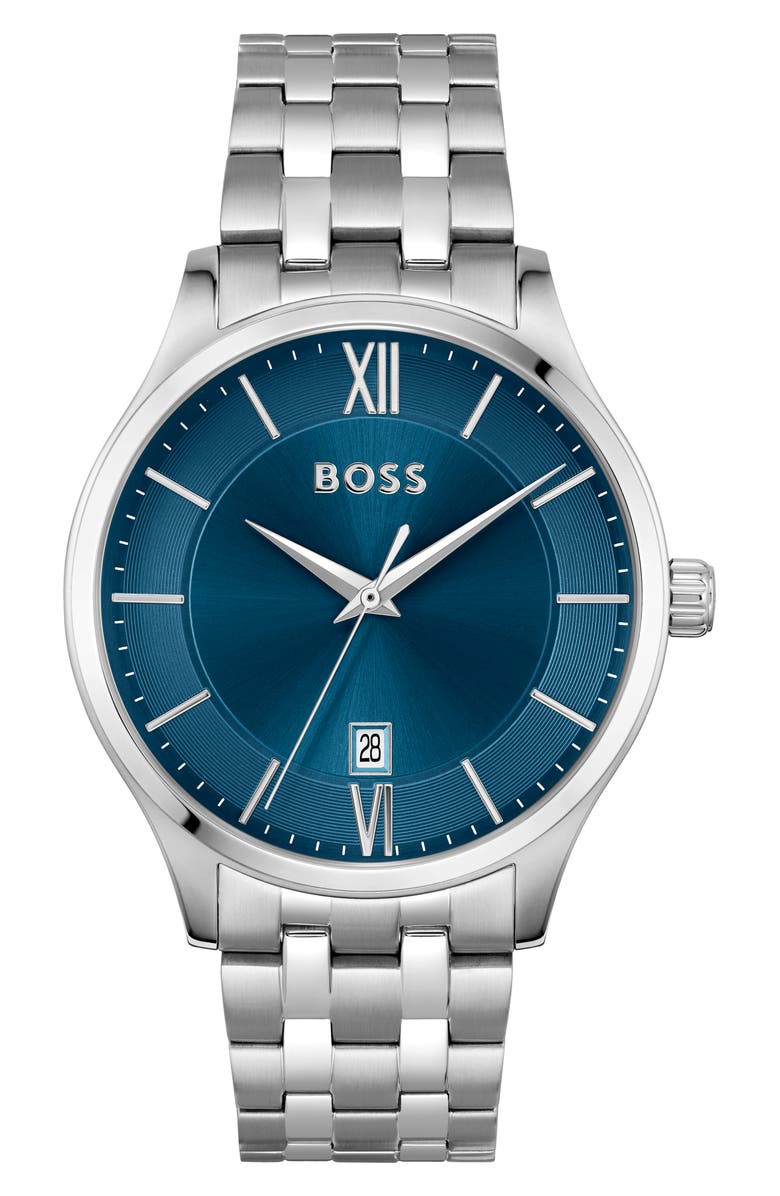 BOSS Elite Bracelet Watch, 41mm, Main, color, Blue Dial