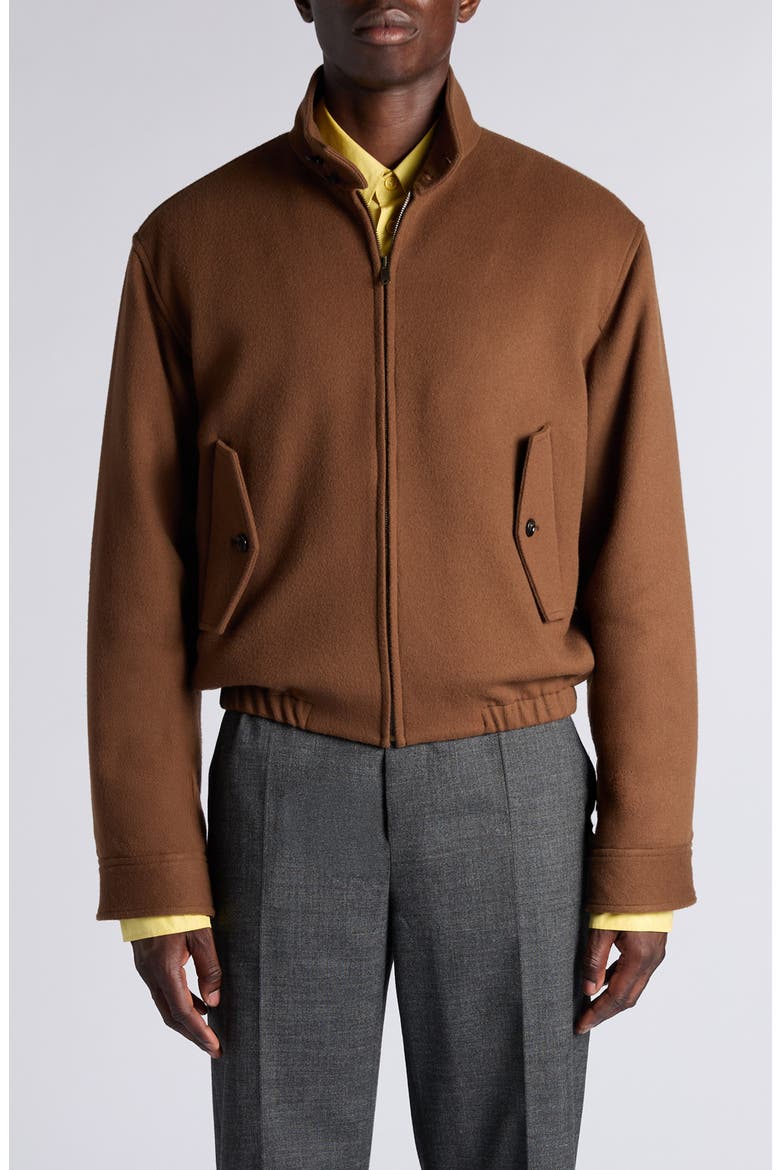 Brushed Wool & Cashmere Blouson Jacket, Main, color, 2201 SEPIA BROWN