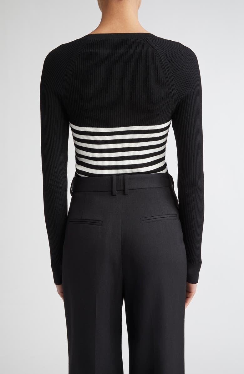 Max Mara Braies Stripe Bodice Rib Sweater, Alternate, color, Black