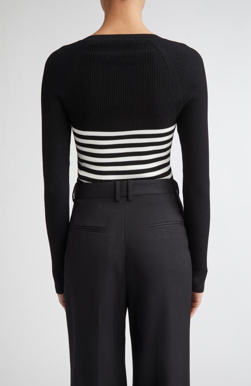 Max Mara Braies Stripe Bodice Rib Sweater In Black