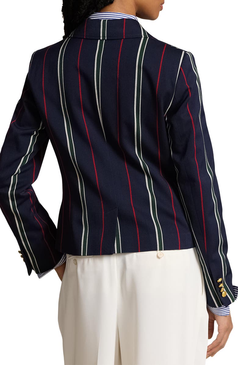 Polo Ralph Lauren Stripe Logo Patch Wool Blend Blazer, Alternate, color, Navy Multi Stripe