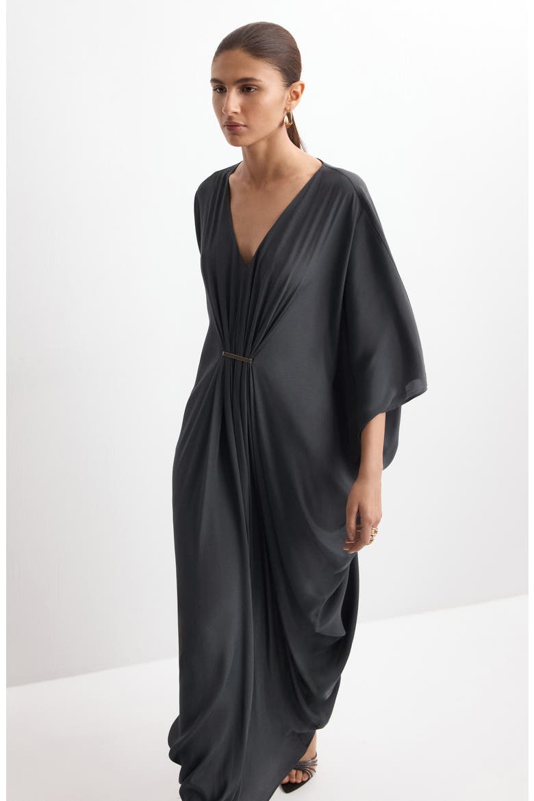 Drape Maxi Dress, Alternate, color, CHARCOAL