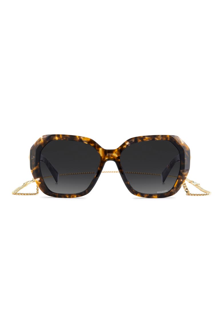 55mm Gradient Geometric Sunglasses, Main, color, HAVANA BROWN/ DARK GREY SF