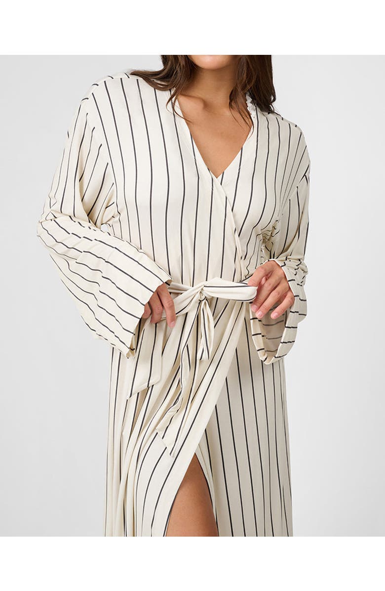 WeWoreWhat Modal Jersey Robe, Alternate, color, Antiq Wht/Black