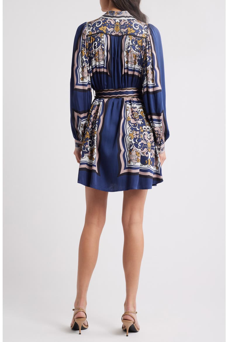 Charisma Long Sleeve Satin Minidress, Alternate, color, FLORAL ANISE