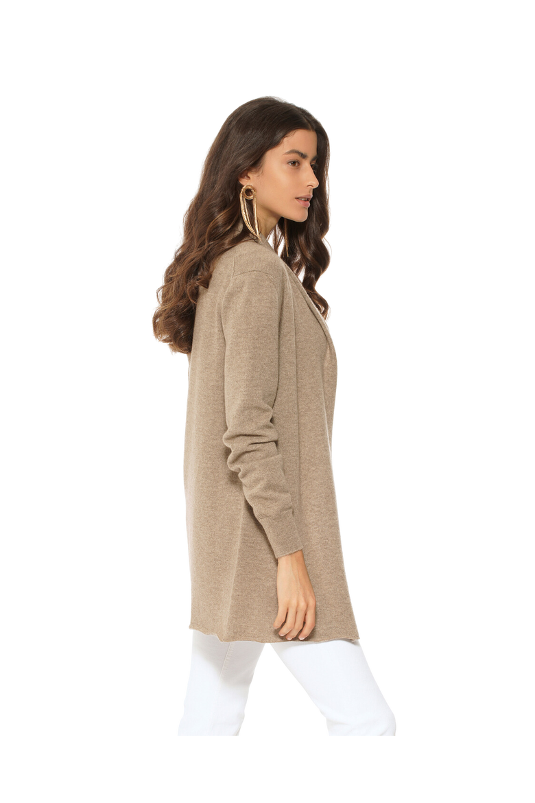 Long Open Front Pure Cashmere Cardigan, Alternate, color, Taupe