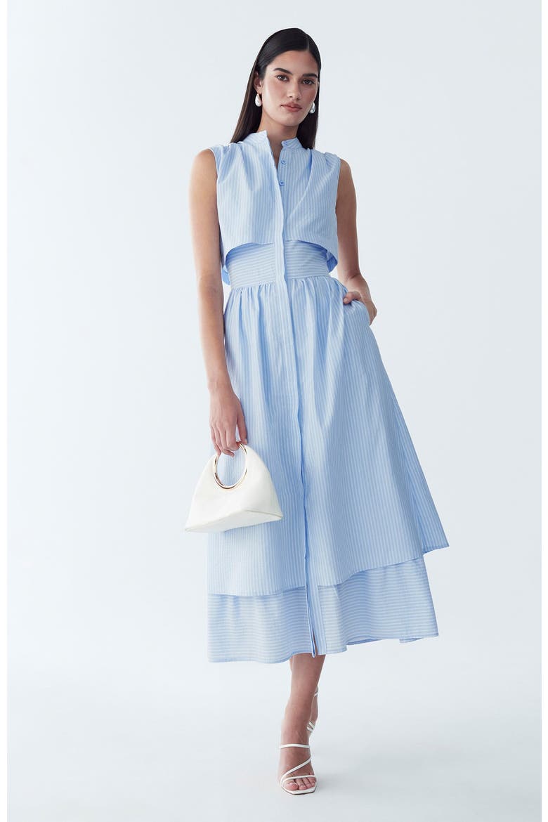 Fallyn Midi Dress, Alternate, color, Sky Blue - Wht