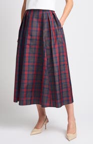 Ted Baker Guinevere Pleated Plaid Midi Skirt