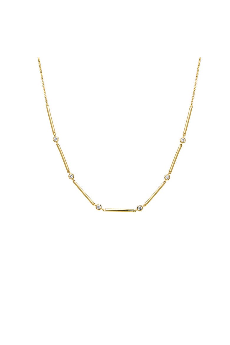 CZ Bezel Bar Chain Necklace, Main, color, Gold