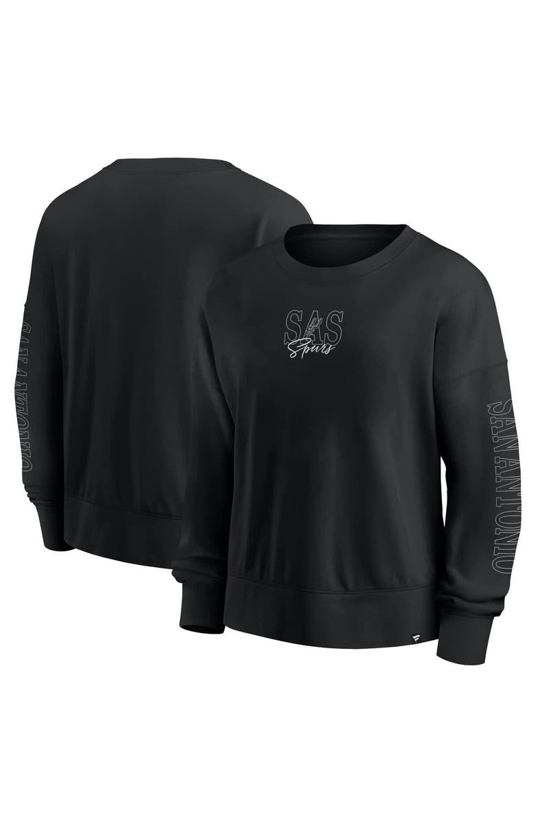 FANATICS Women's Fanatics Black San Antonio Spurs Oversized Game Day Pullover Sweatshirt, Alternate, color, Black