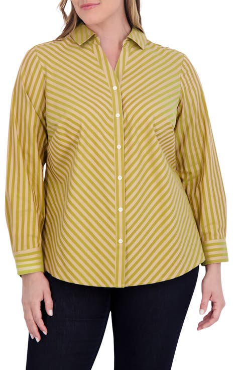 Mary Cotton Blend Button-Up Shirt (Plus)