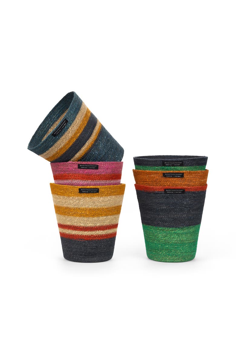 Striped Seagrass Waste Paper Baskets - Mixed Set of 6, Alternate, color, Multi