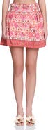 Avec Les Filles Belted Shirred Stretch Cotton & Linen Miniskirt