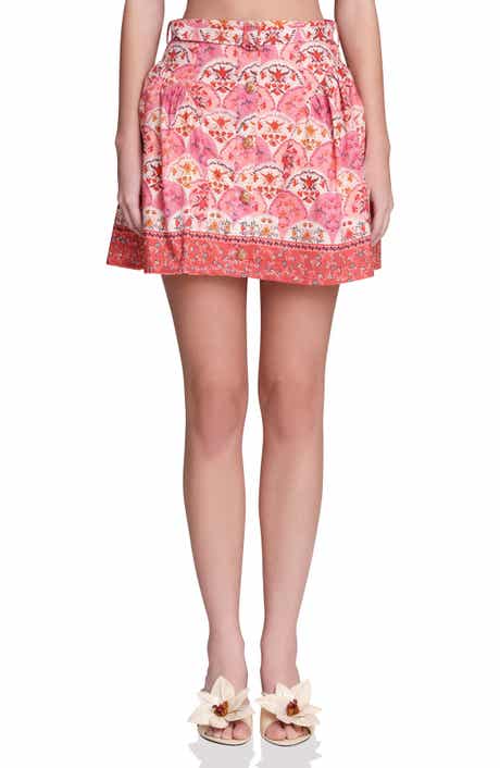 Avec Les Filles Belted Shirred Stretch Cotton & Linen Miniskirt
