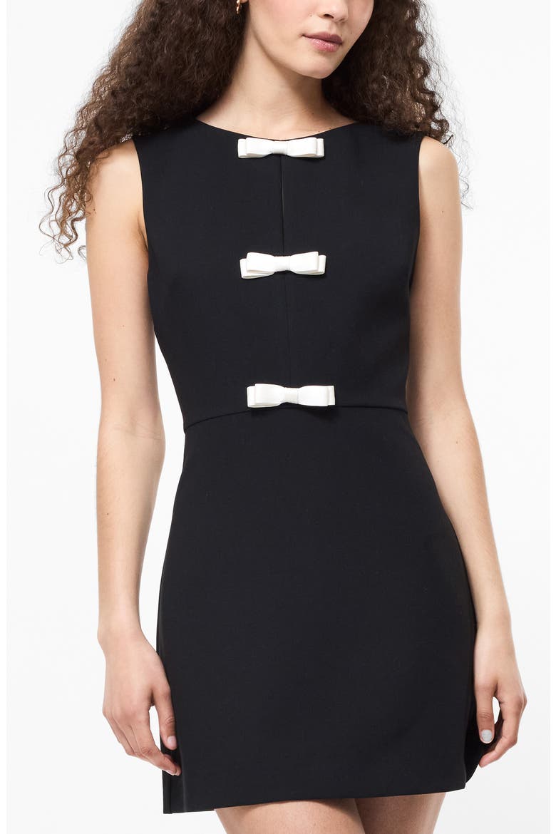 Azra Bow Front Minidress, Alternate, color, BLACK PORCELAIN CREAM