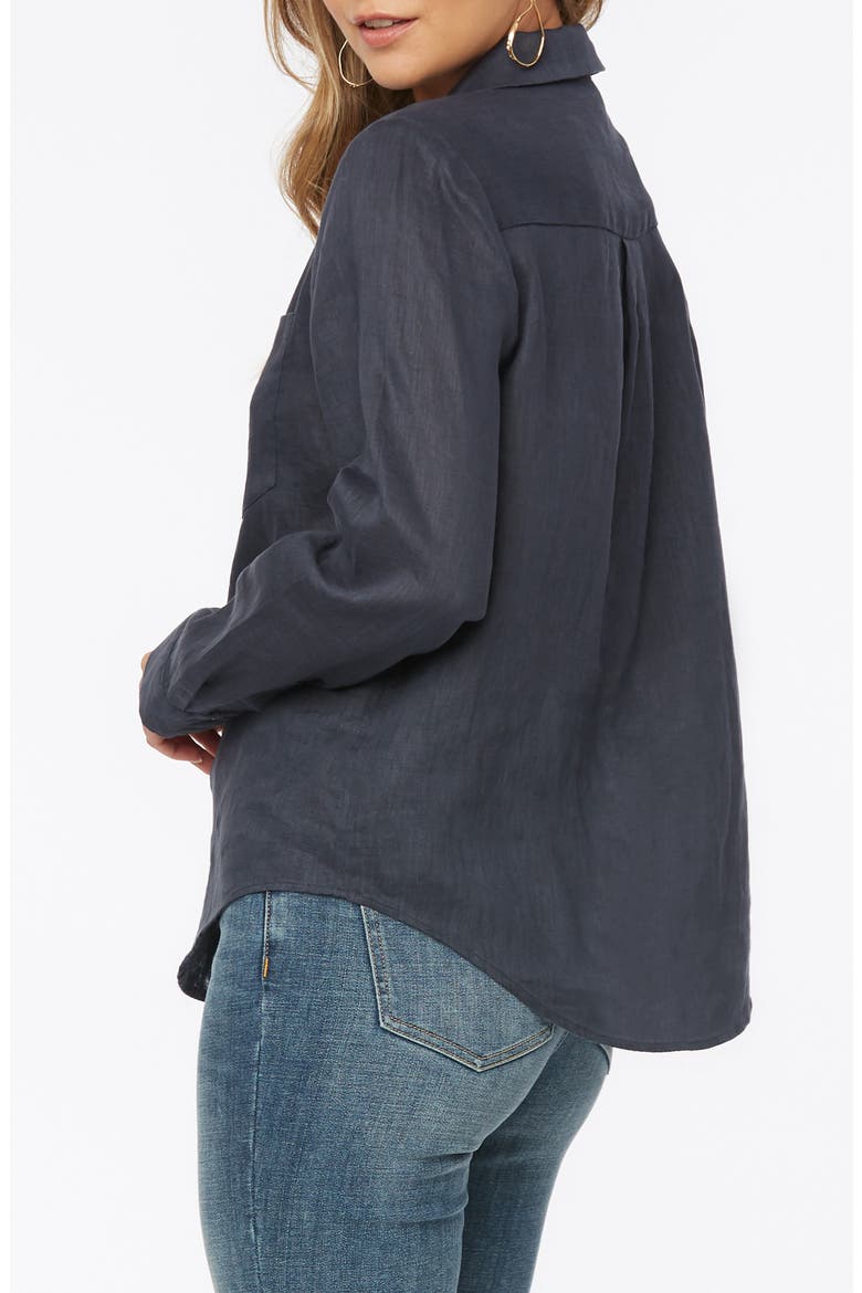Linen Button-Up Blouse, Alternate, color, OXFORD NAVY