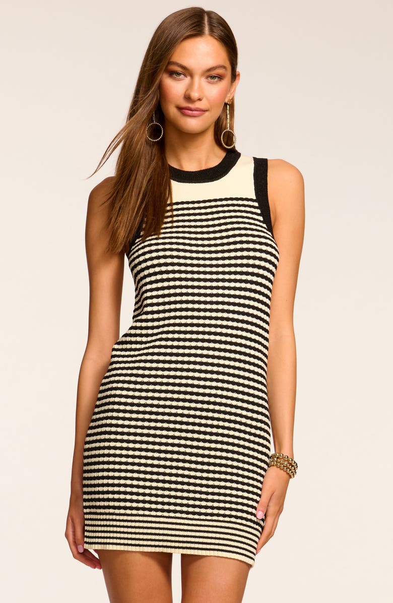 Ramy Brook Zahra Scallop Stripe Sleeveless Cotton Blend Sweater Dress, Alternate, color, 
