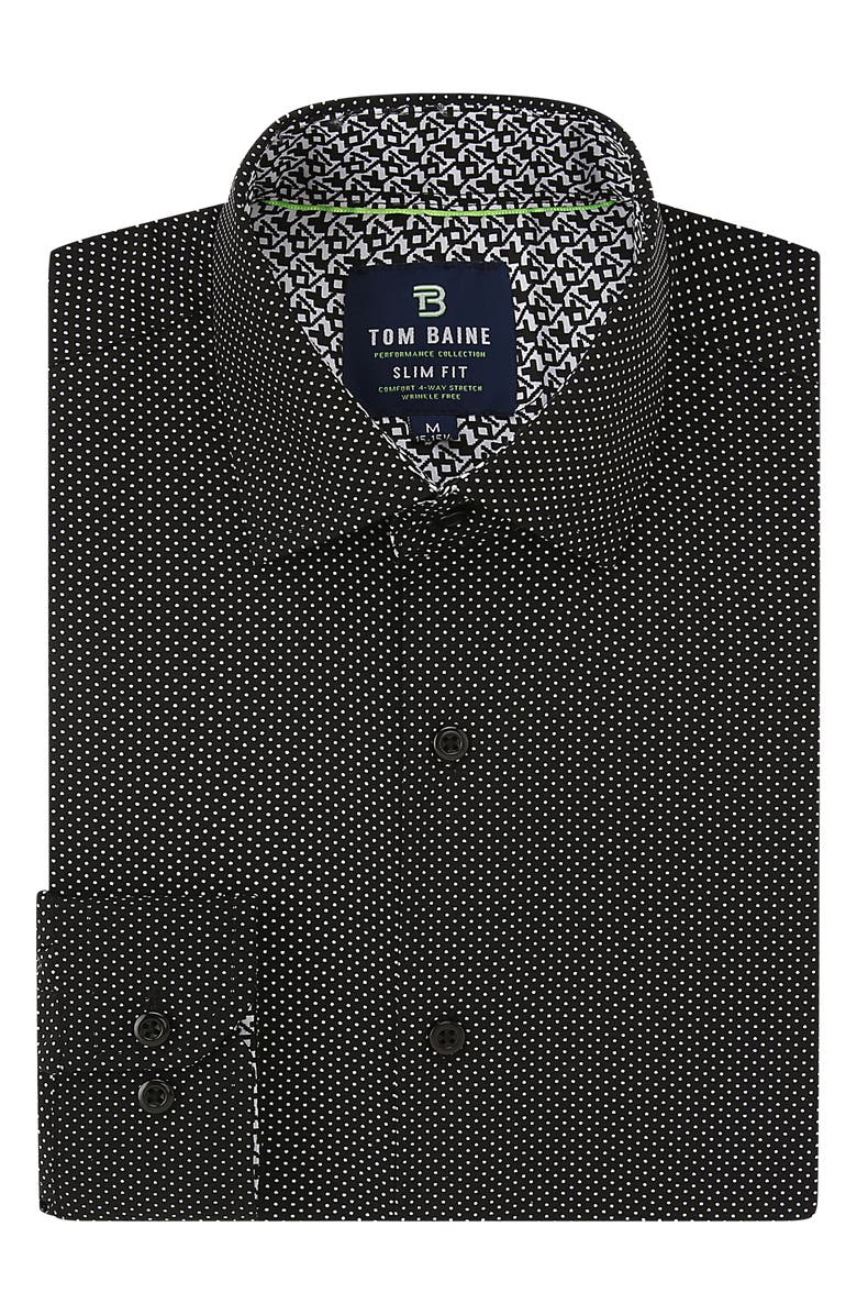 TOM BAINE Slim Fit Dot Long Sleeve Button-Up Dress Shirt, Alternate, color,