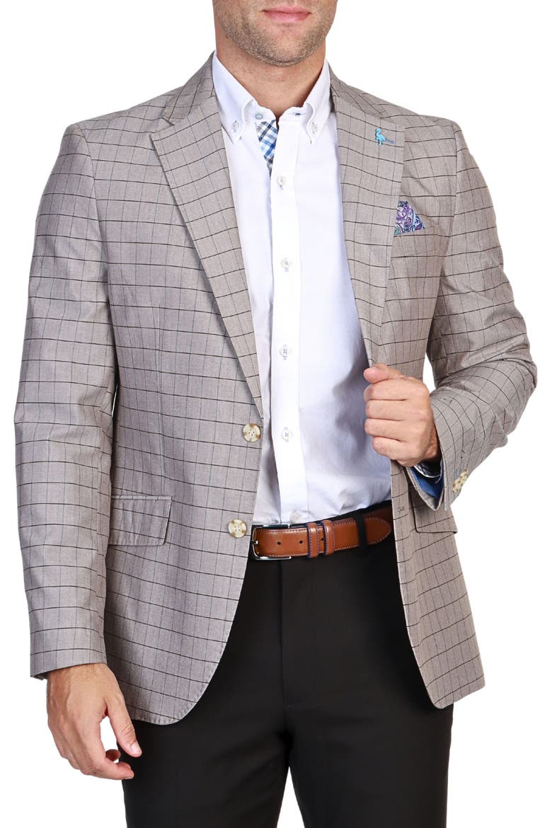 Mini Windowpane Sport Coat, Alternate, color, KHAKI
