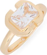 NORDSTROM RACK Cubic Zirconia Bezel Emerald Cut Ring