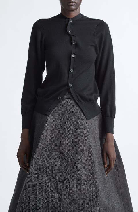 Crumpled Placket Wool Cardigan