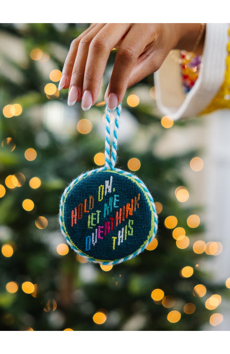 Furbish Needlepoint Ornament - Overthink, Alternate, color, Blue-Green