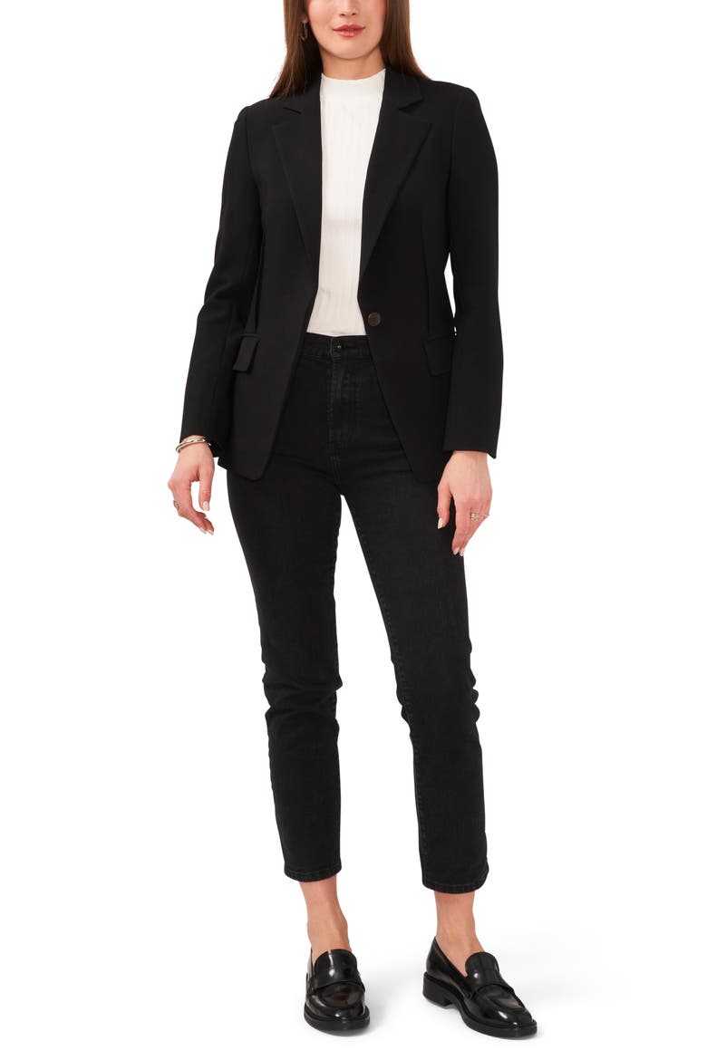 One-Button Blazer, Alternate, color, RICH BLACK