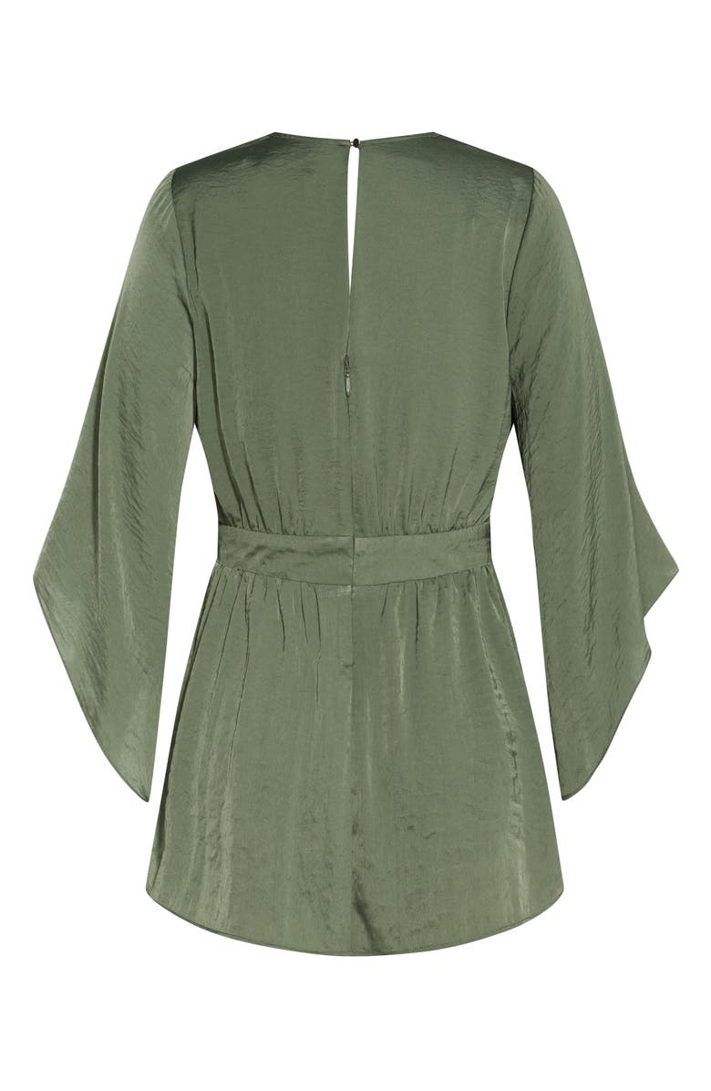 City Chic Bell Sleeve Faux Wrap Top, Alternate, color, 