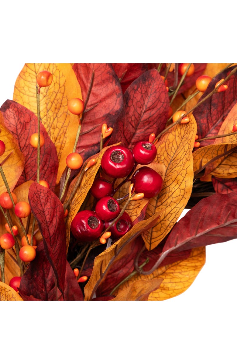 Northlight Berries with Leaves Artificial Fall Harvest Twig Wreath - 24", Alternate, color, 