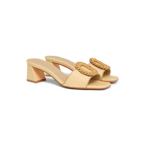 SANTONI RAFFIA MID-HEEL SANDAL