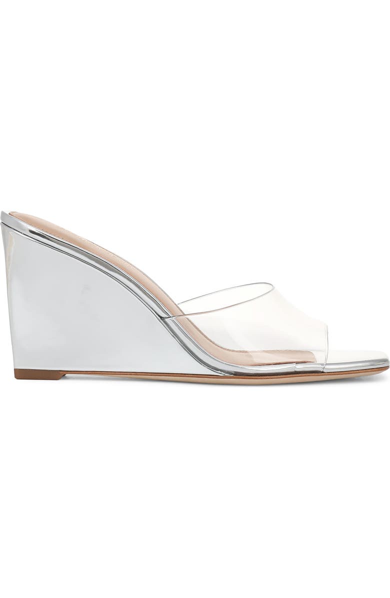 Veronica Beard Asha Wedge Sandal, Alternate, color, Clear/ Silver