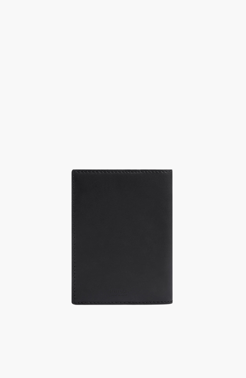 Aviteur Double Calfskin Paglia Di Vienna Weave Passport Holder In Black