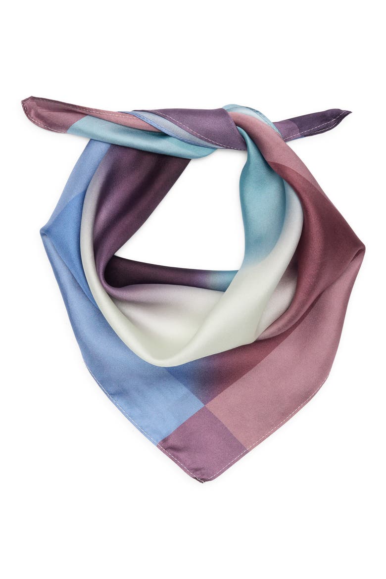 Print Silk Square Scarf, Alternate, color, PALE BLUE BURST