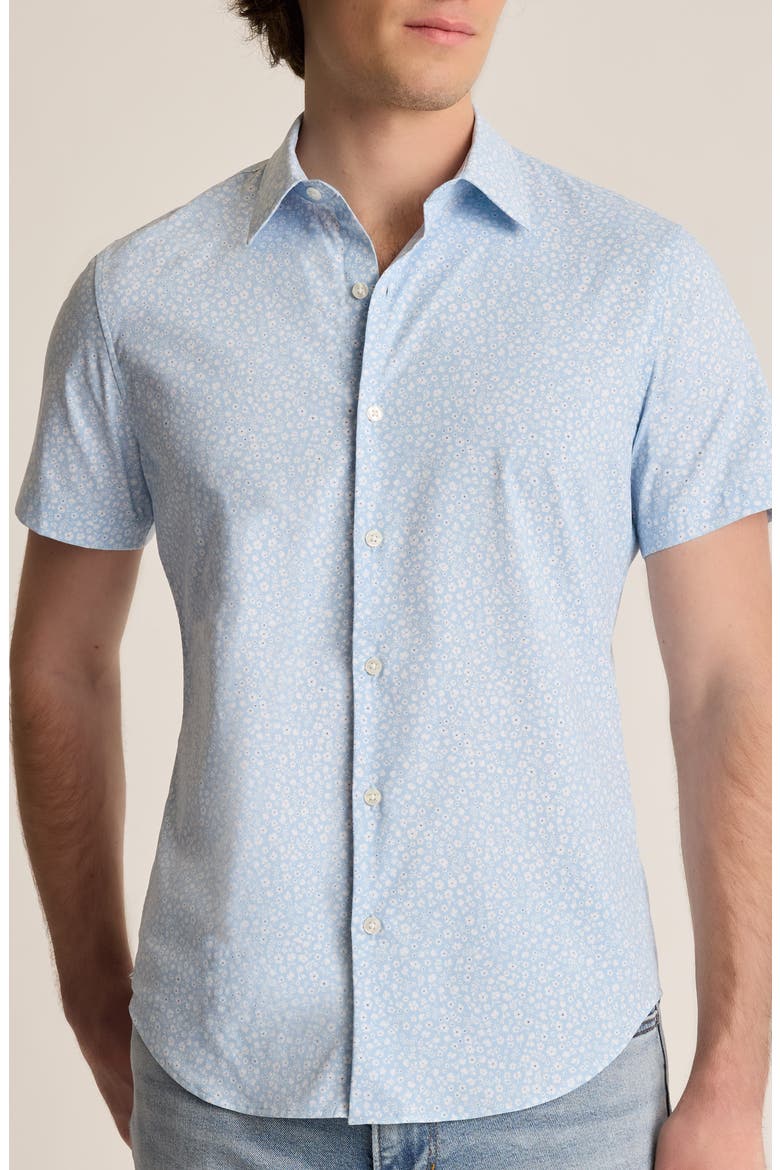 Tech Slim Fit Floral Short Sleeve Button-Up Shirt, Main, color, BORDETA FLORAL