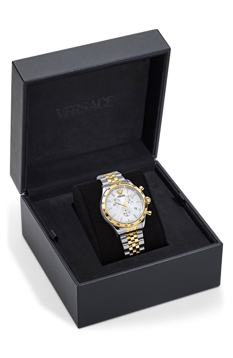 Versace Hellenyium Bracelet Strap Chronograph Watch, 40mm, Alternate, color, Two Tone