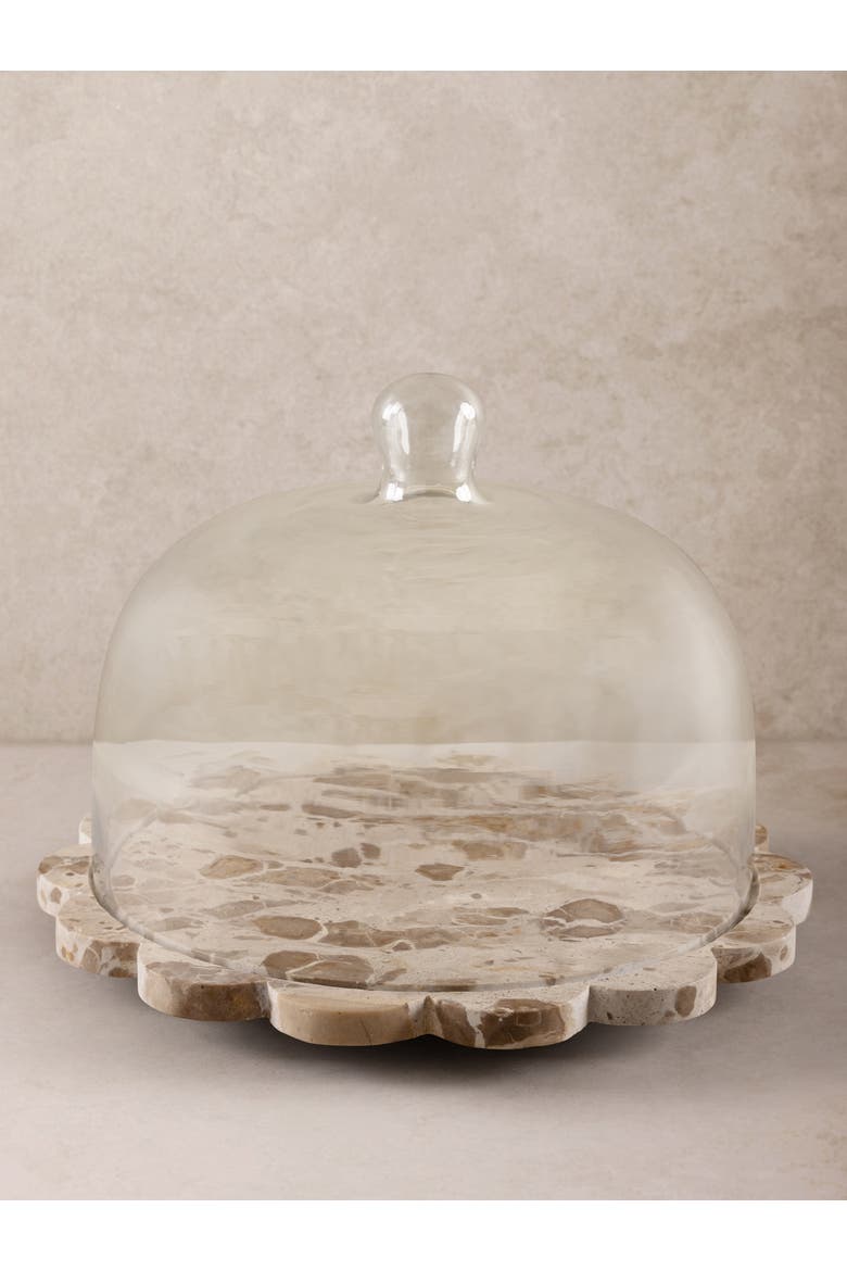 Viola Brown Onyx Serving Board with Cloche, Main, color, Brown