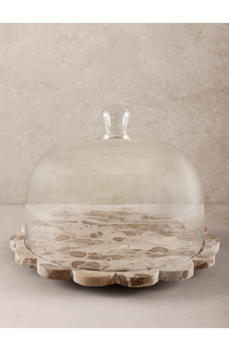 GAURI KOHLI Viola Brown Onyx Serving Board with Cloche, Main, color, Brown